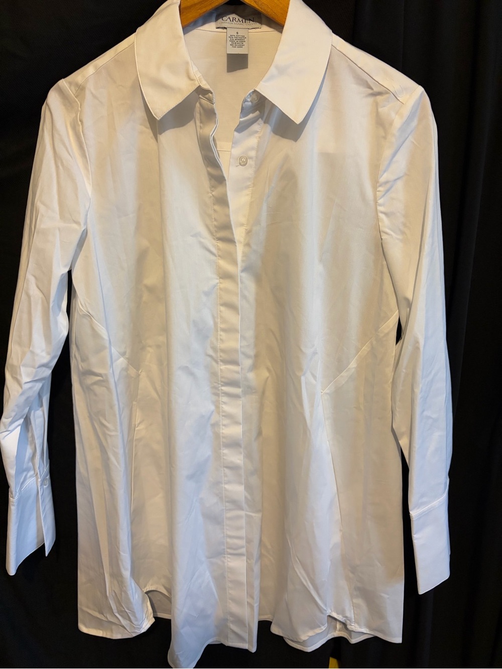 Carmen Marc Valvo White Classic Button-Front Shirt